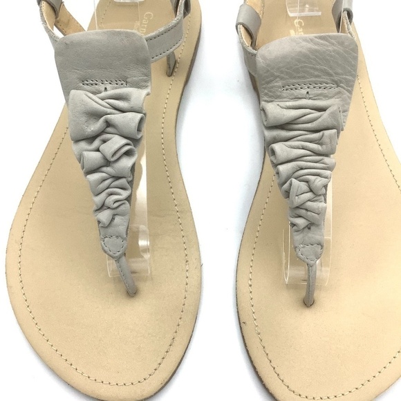 Garnet Hill Leather Ruffled Flats Tongue Sandals Made in Italy 8 - Picture 6 of 11